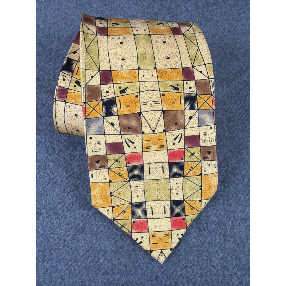 Wassily Kandinsky 100% Silk‎ Necktie Mens Yellow Geometric Abstract Art 1998